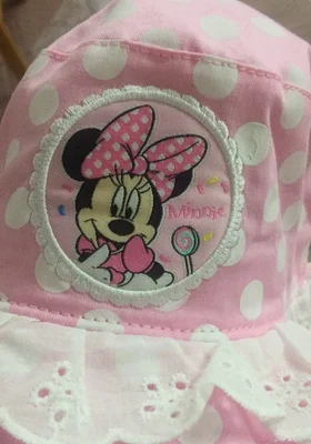 Disney/милые кружевные розовые головные уборы принцессы для маленьких девочек; Мягкие хлопковые летние дышащие пляжные шляпы с Минни для малышей