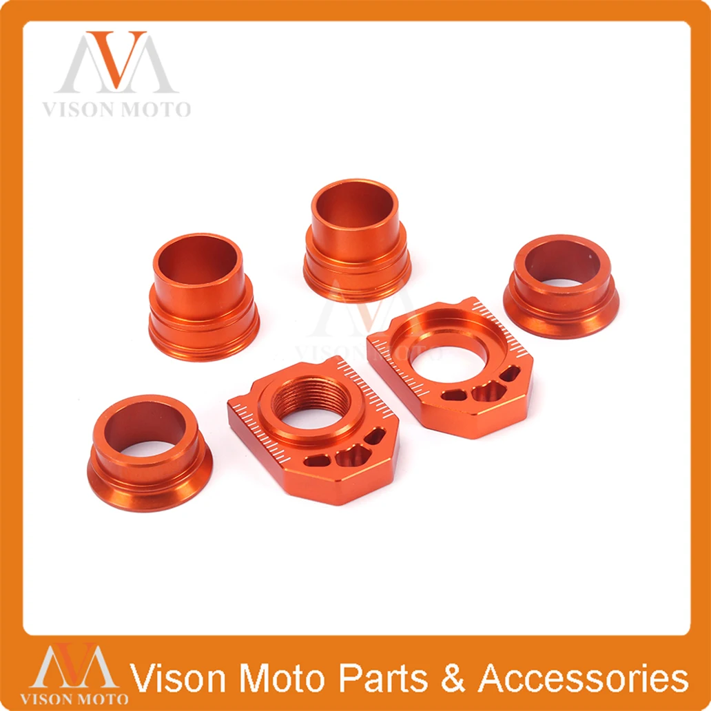 

Front Rear Wheel Hub Spacers Chain Adjuster Axle Block For KTM SX SXF SX-F XCF XC-F 125 150 200 250 300 350 450 2013 2014