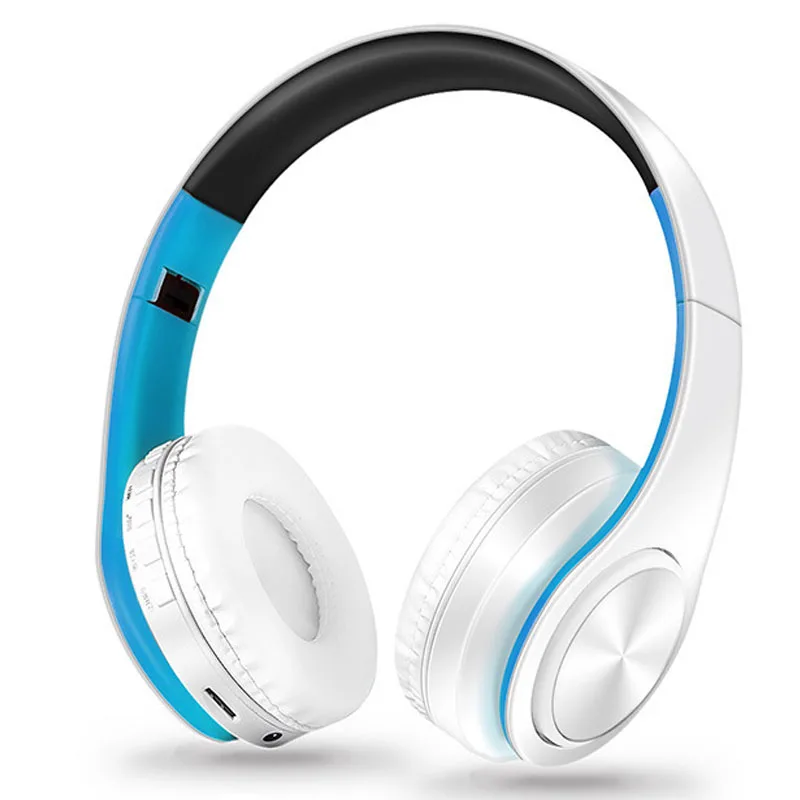 white blue NDJU наушники беспроводные блютуз наушники складная Регулируемая наушники с микрофоном для samsung Мобильный телефон xiaomi - Цвет: white blue