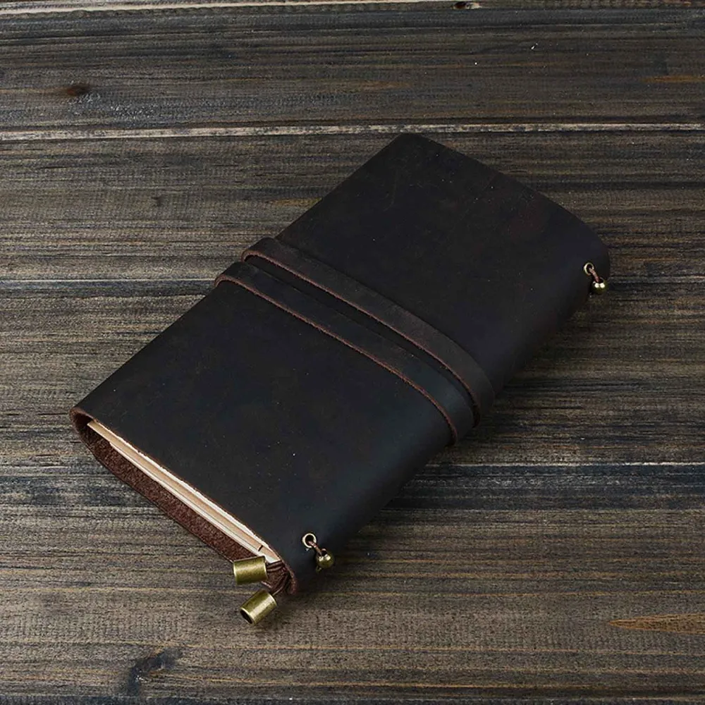 

Creative Genuine Leather Refillable Travel Journal Notebook with Long Leather Cord Planner Diary Business Notepad