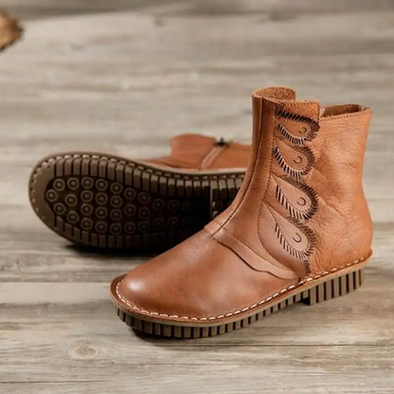 Женская обувь высокого качества Chaussure женские ботинки из натуральной кожи
