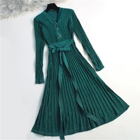 quality vintage long women sweater dress ribbed knitted lurex glitter pullover sweater cocktail tea swing dress female jumper