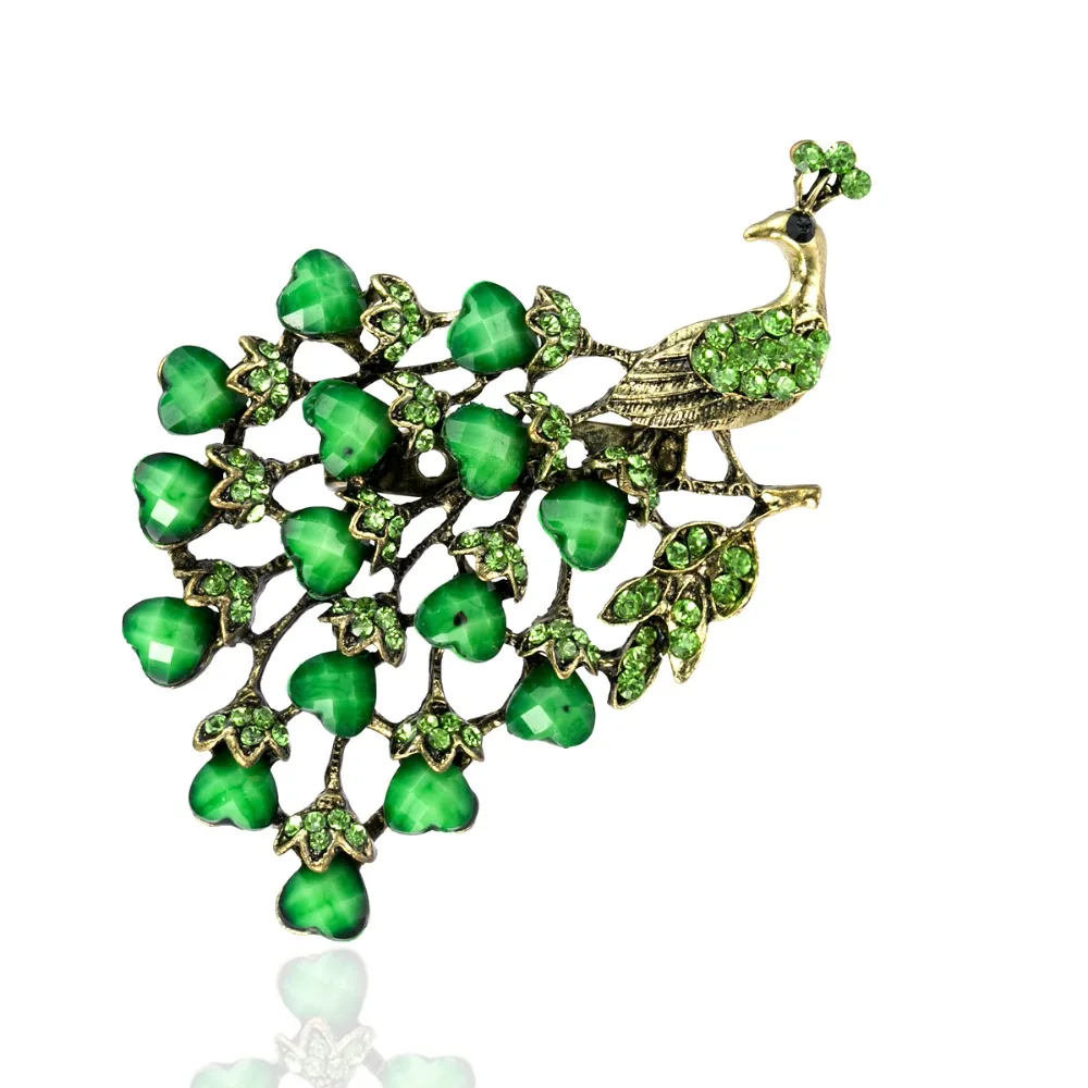 Винтаж Павлин Брошь для вечеринки бронзовые амулеты подвески покрытые сплавом в