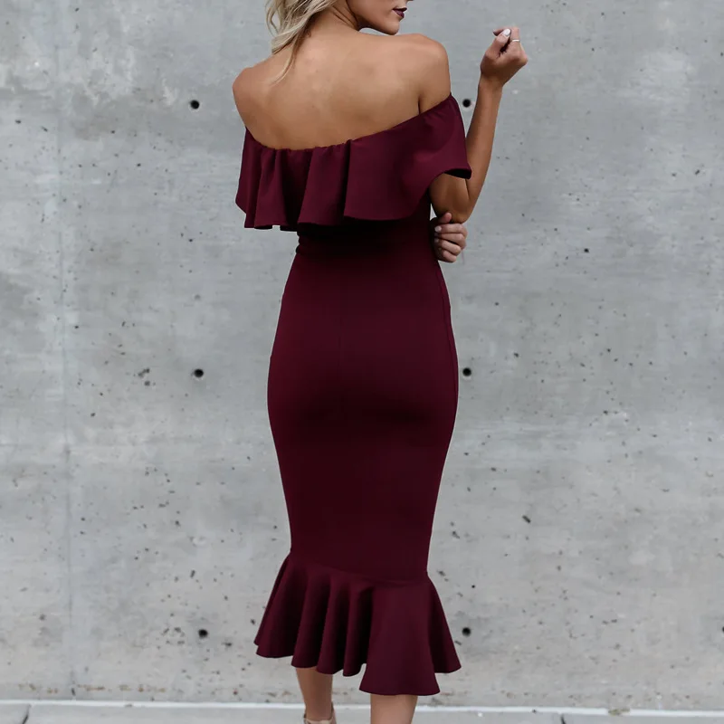 Женское платье с рукавом-бабочкой Привлекательное воротником-лодочкой и