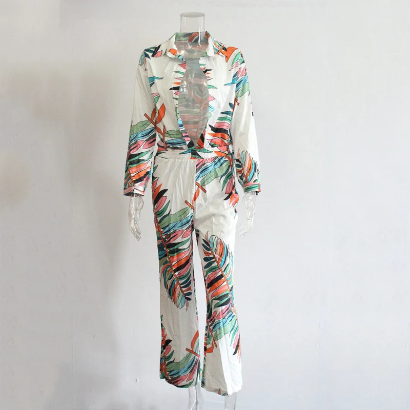 Женский Летний комбинезон для отдыха с глубоким v-образным вырезом повседневный