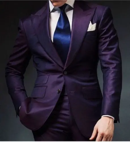 

Новинка 2017, дизайнерский Блейзер фиолетового цвета для мужчин, облегающий смокинговый Блейзер по индивидуальному заказу, 2 предмета, Terno