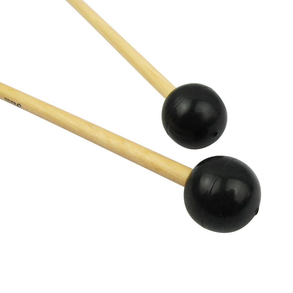 FLEET 1 Pair Glockenspiel Xylophone Bells Mallets Sticks XM1 -Black Rubber Head Maple Wood Handle for Warm Sound |