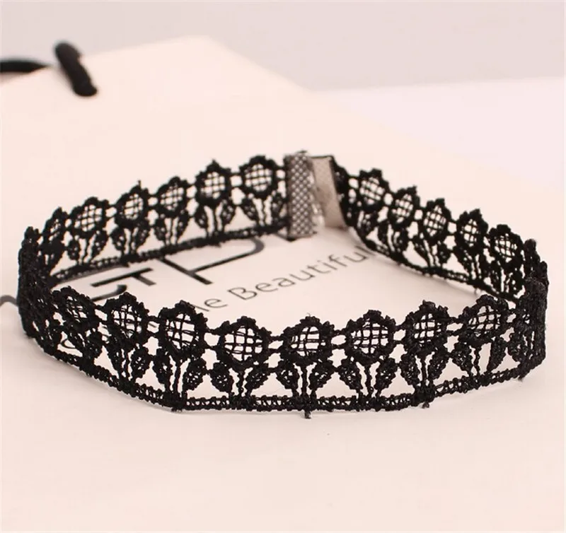 2016 Женский Черный Бархатный чокер колье кружево Готический ручной работы ретро