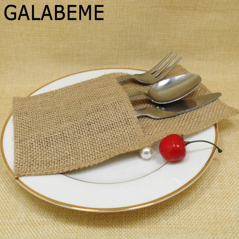 Galabeme 1 штука 21x11 см экологичный джутовый карман для столовых приборов нож и вилка