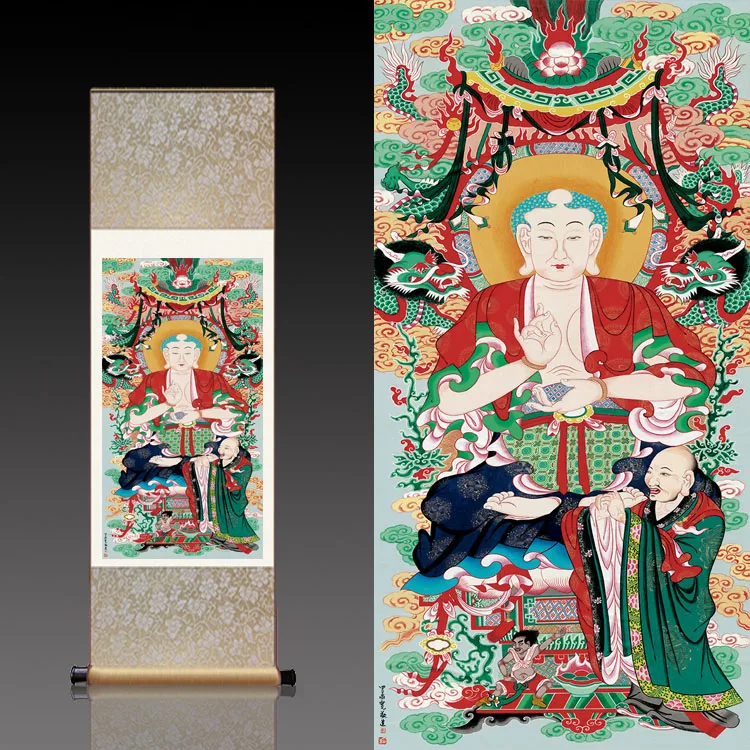 Tibetan Avalokitesvara Bodhisattva Scroll Hanging Painting for Buddhist Characters | Дом и сад