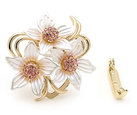 Брошь двойного назначения булавка роскошная Шпилька зажим для шарфа Цветочная -