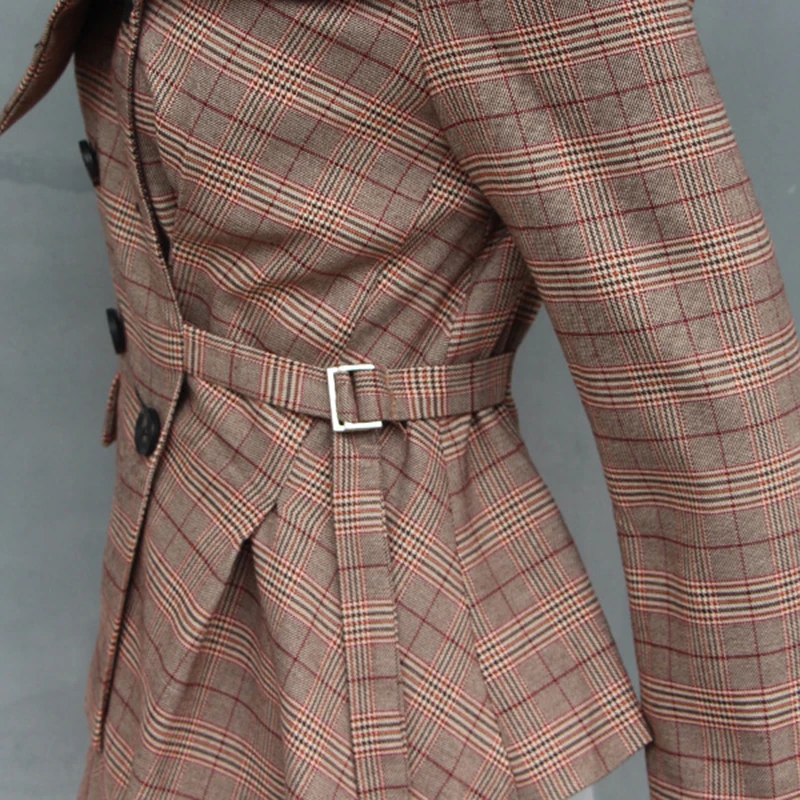 ZEERO Off Shoulder Plaid Blazer Female Jacket Slash Neck Long Sleeve Irregular Hem Plus Size Women's Coats Spring Autumn Fashion | Женская