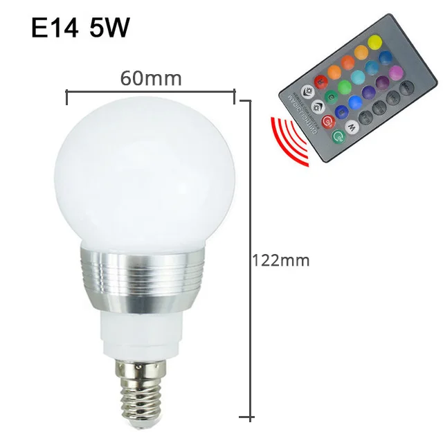 3 Вт, 5 Вт, 7 Вт, 10 Вт, RGB led лампа, светильник, E14, E27, пузырьковый шар, лампа, AC85-265V, волшебный праздник, bombilla, Светодиодный точечный светильник, лампа+ ИК-пульт дистанционного управления - Испускаемый цвет: Type1 5W  E27 RGB