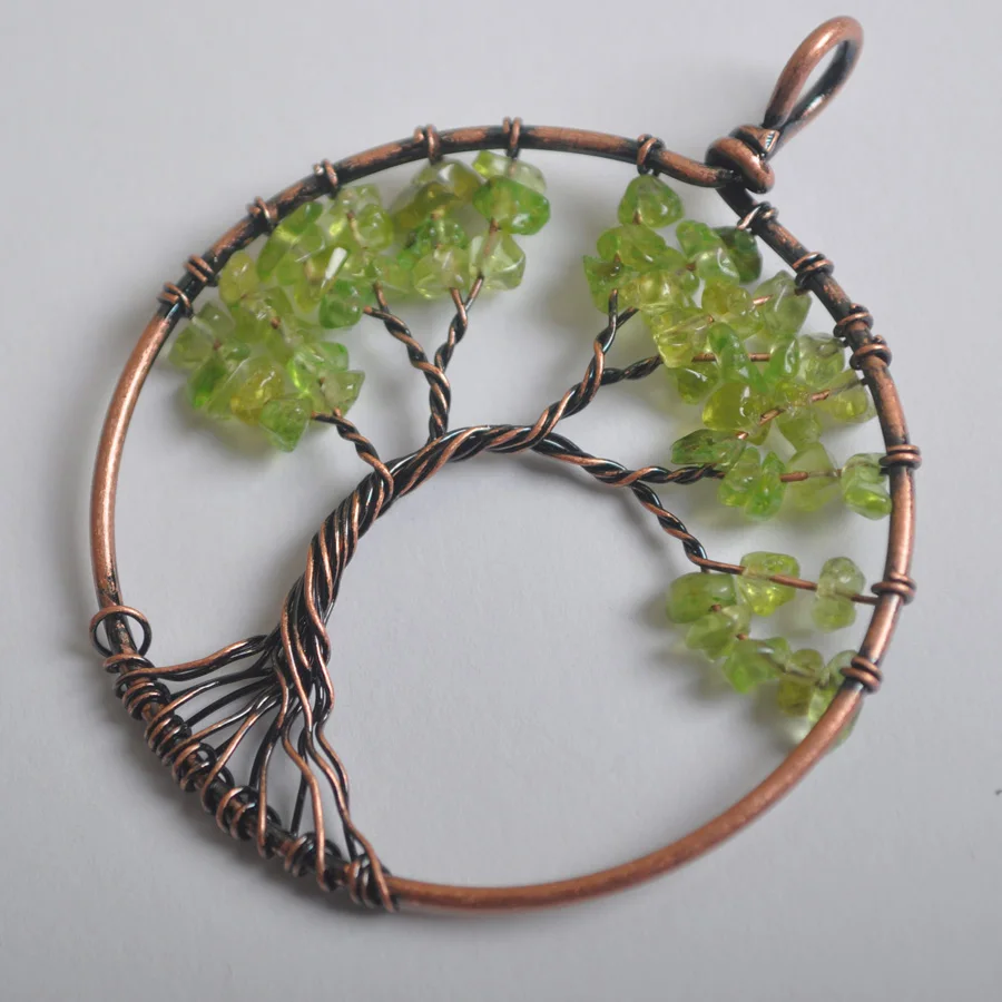 Счастливое дерево жизни ручной работы смешанный камень бронза медная проволока