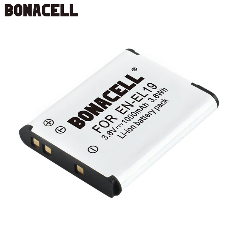 Bonacell 1.0Ah EN EL19 батарея для цифровой камеры Nikon Coolpix S33 S32 S3600 S3700 S4300 S5200 S6800 S4100 S4150 S4200
