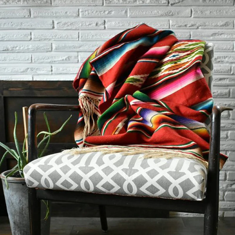 Мексиканское индийское Радужное одеяло s ручной работы этнический Ветер пляжное