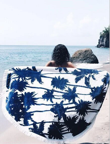 150 см полиэфирное хлопковое круглое пляжное полотенце для ванной йоги кисточка