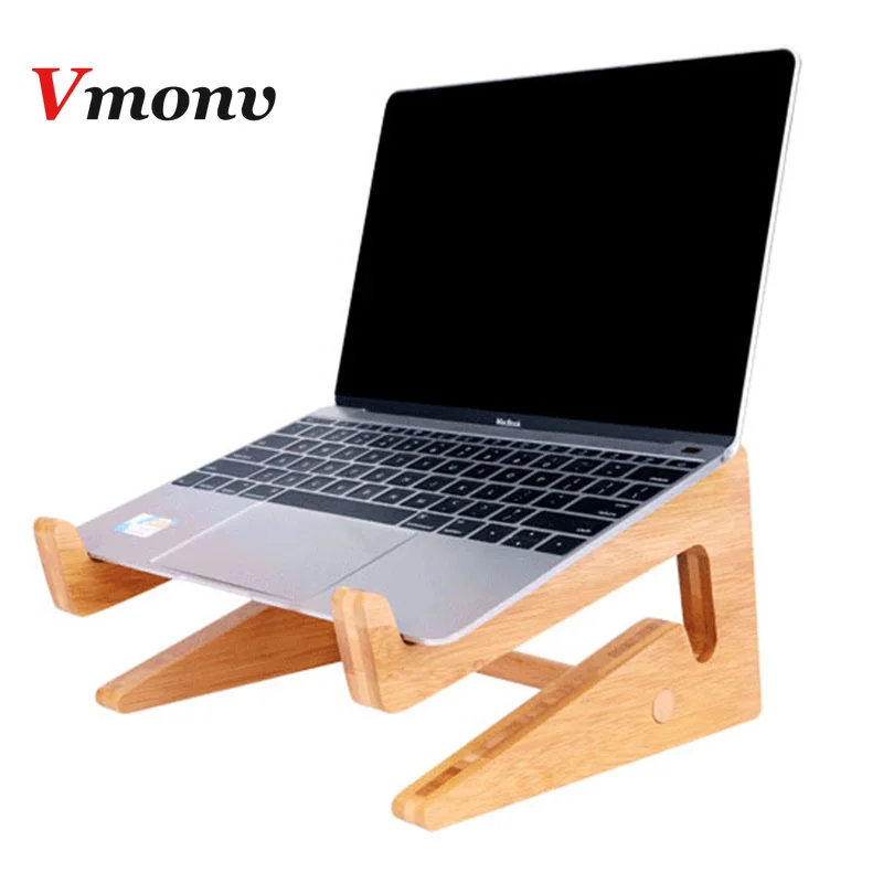 Vmonv увеличенная высота бамбуковая подставка для ноутбука держатель для Macbook Air Pro retina 13 15 дюймов ноутбук ПК вертикальная подставка крепление