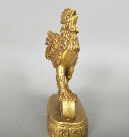 

China pure brass Wealth chicken statue