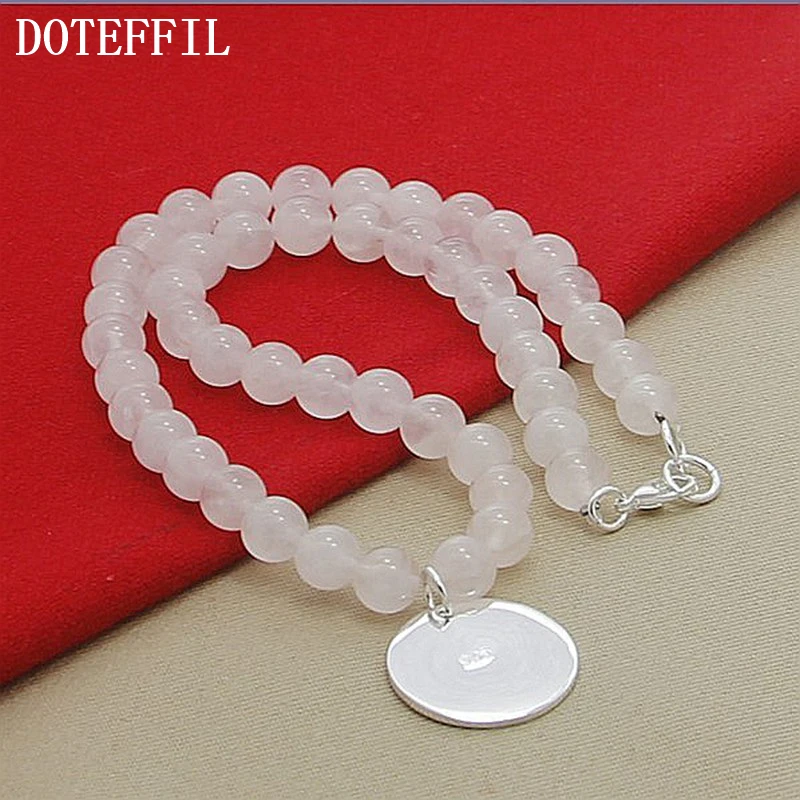 Женская подвеска из розового агата DOTEFFIL ожерелье с круглым кулоном