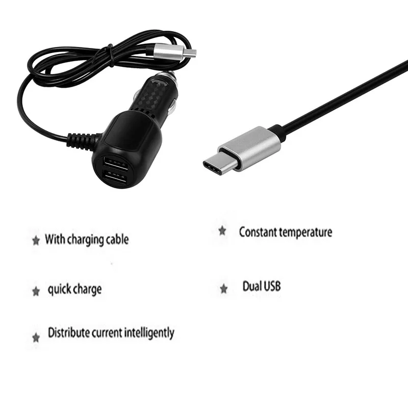 Автомобильное зарядное устройство 5 В/2 4 А с двумя usb-портами 2 + Кабель зарядного