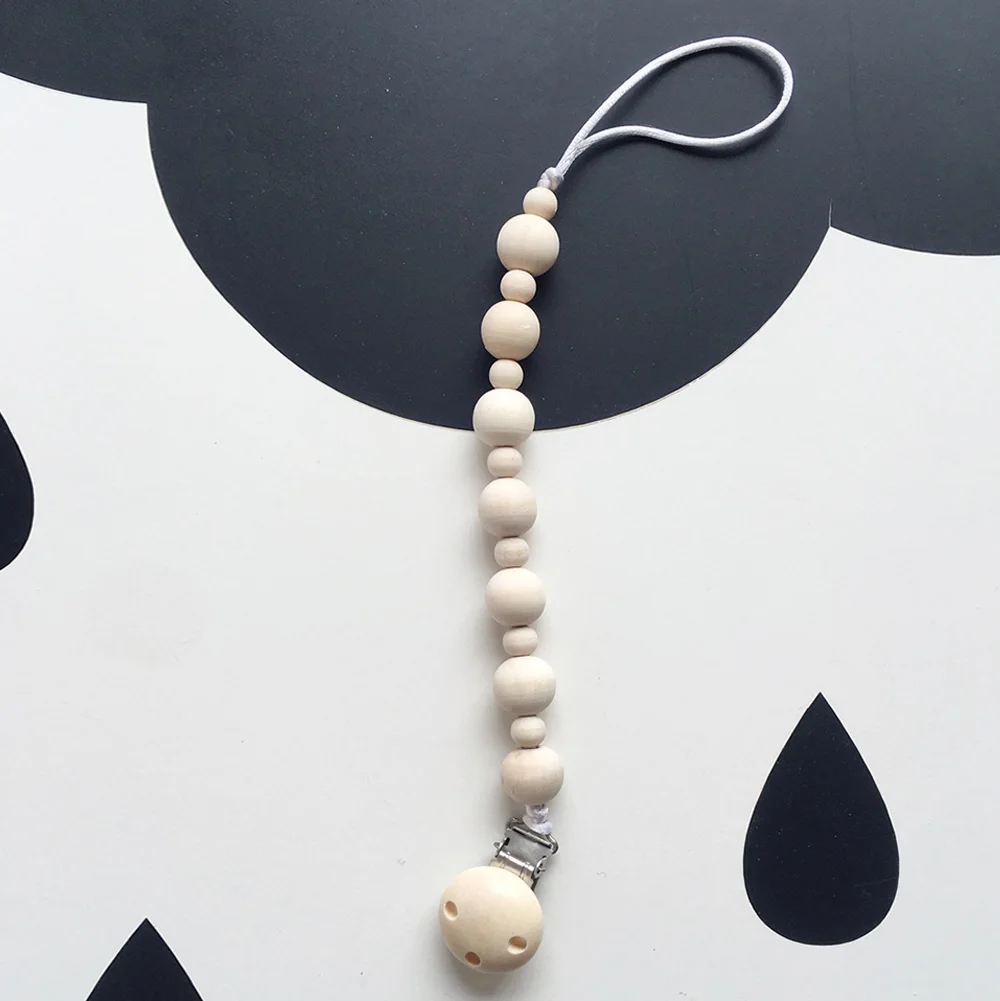 

Pacifier Chain Wooden Dummies Clip Soother Anti-drop Teether Holder Personalised For Baby BM88