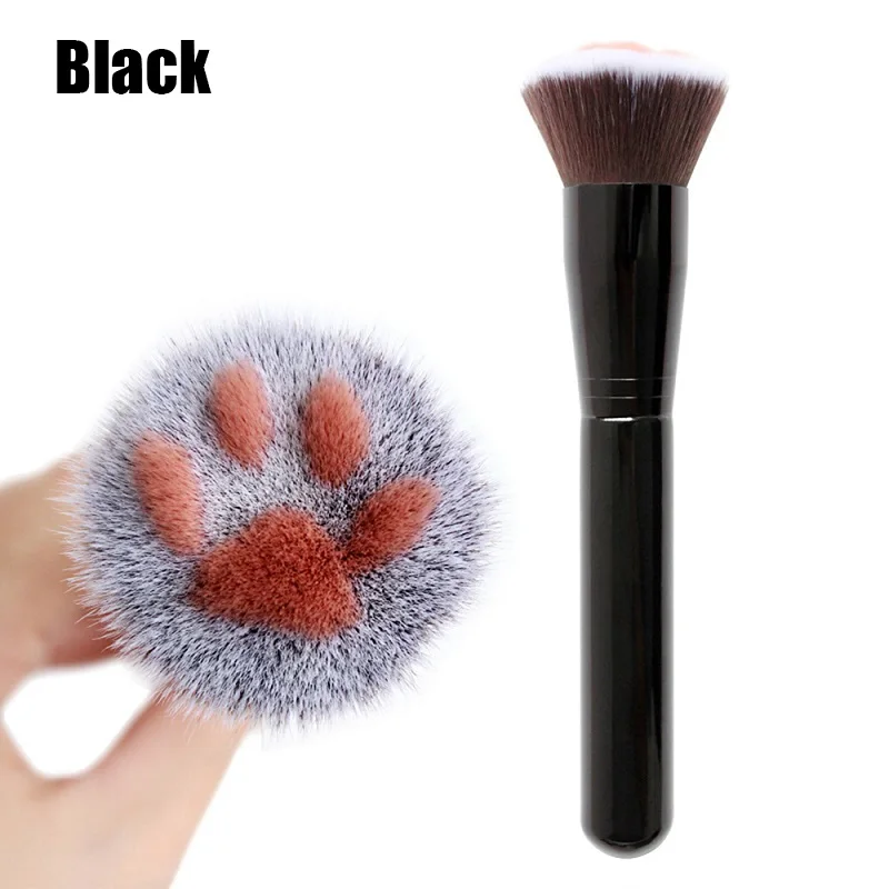 Black 1 шт. новые милые кошачьи когти в форме кисти для макияжа лица Пудра Базовая кисть для теней Красота косметические инструменты для макияжа рождественские подарки - Handle Color: Black