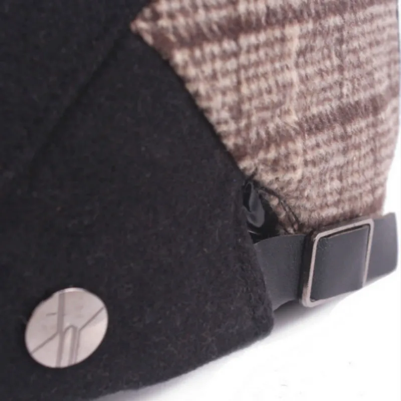 Который в душе Лоскутная зимняя плоская кепка Мужской винтажный шерстяной берет