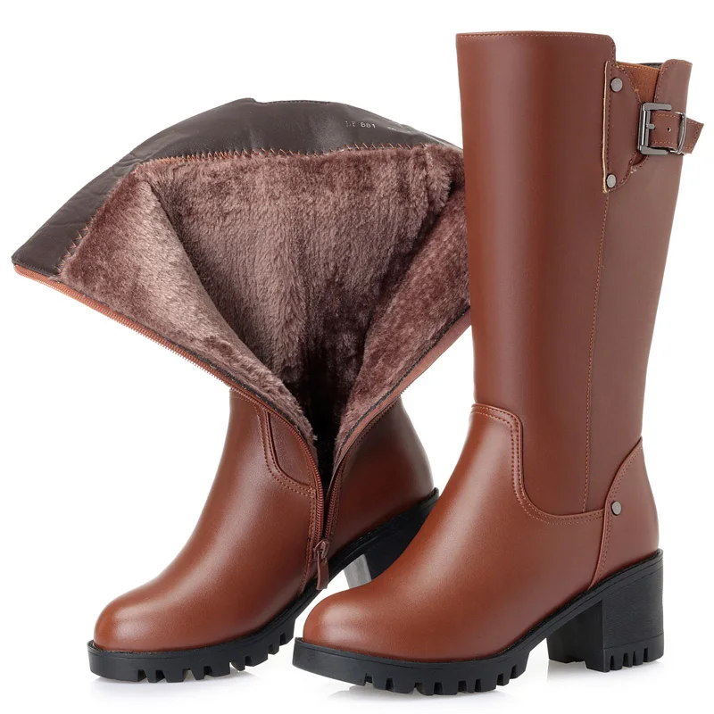 SONDR/Плюшевые высокие сапоги резиновые на платформе botas mujer invierno Цвет черный