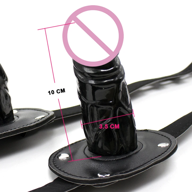 Фаллоимитатор для сексуальных игр открытый кляп рта кожаный ошейник связывания