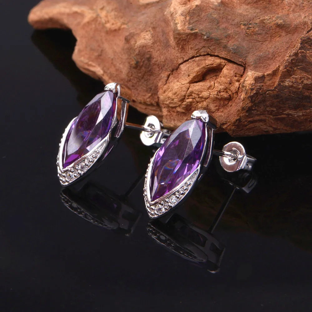 Женский комплект свадебных украшений Almei ожерелье и серьги серебристого цвета с