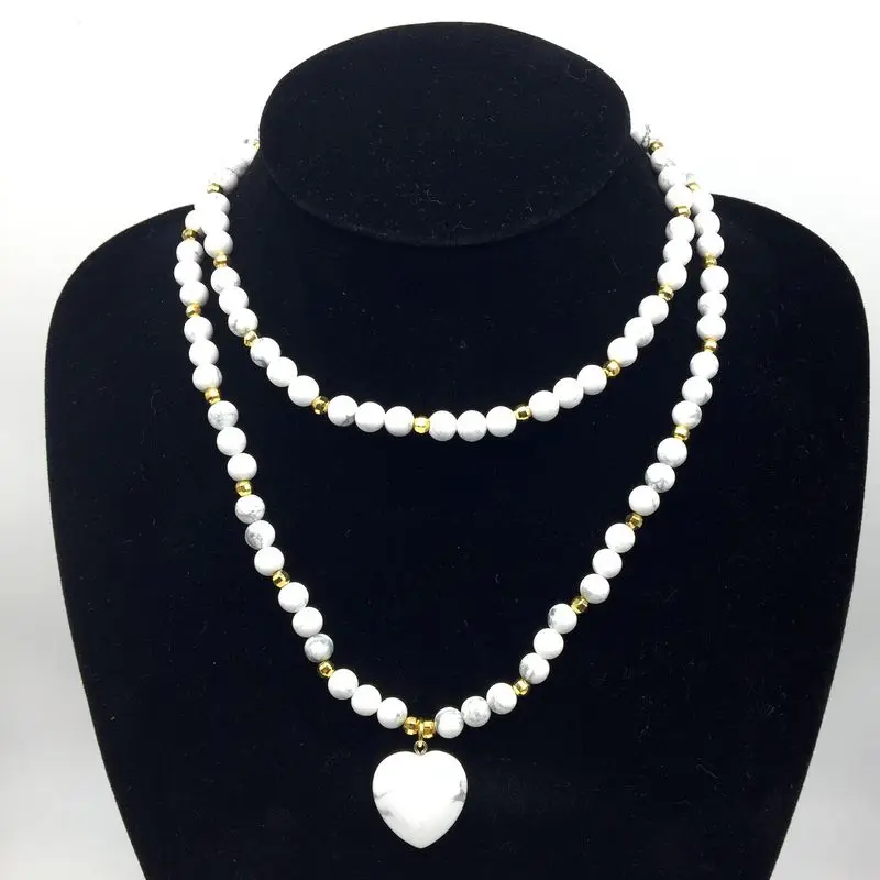 Женский браслет модное матовое и белое колье Howlite красивые браслеты с камнем Mala