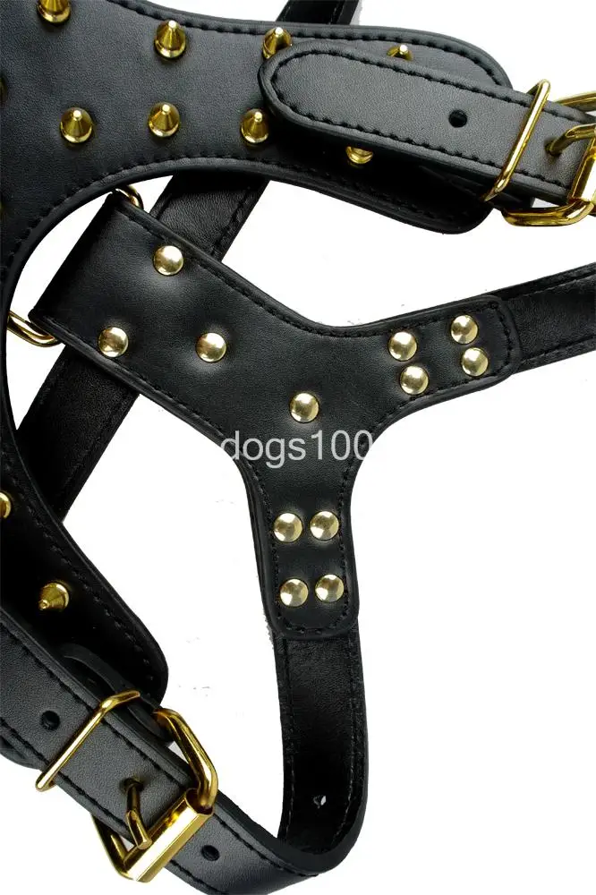 Pitbull Boxer золотые шипы кожа искусственная для крупных собак|harness wire|harness leashpet seat belt
