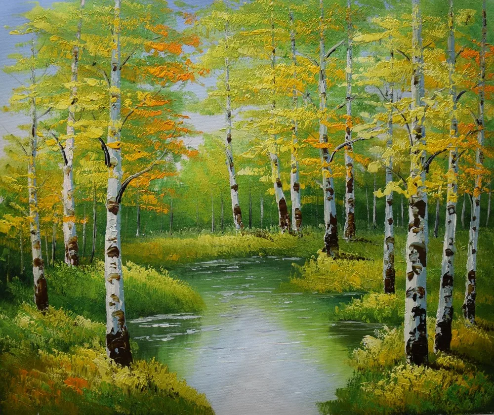 

Hand Painted Oil Painting on Canvas Modern Abstract Tree Forest Landscape Canvas Painting Wall Art Picture for Home Decoration