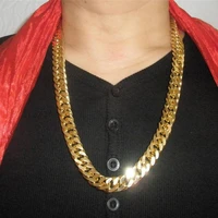 24k gold filled n28 cuban double curb chain solid heavy mens gift necklace 23 6 inch 10 mm