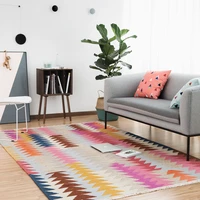 collalily 100 wool kilim carpet geometric bohemia indian rug plaid pink striped modern contemporary design iran nordic style