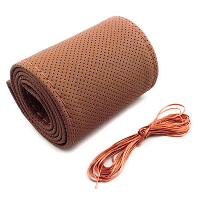 Чехлы для руля DIY коса из мягкой кожи на руле автомобиля с иглой и нитью