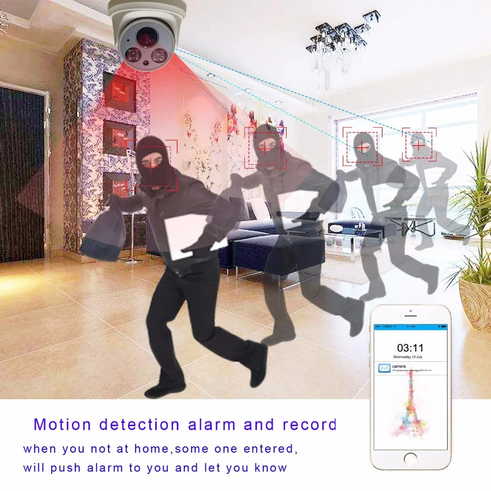 Домашний Wifi IP монитор безопасности 1080P 960P 720P CMOS купол 1,8 мм широкоугольный CamHi приложение Onvif аудио запись CCTV IP камера безопасности