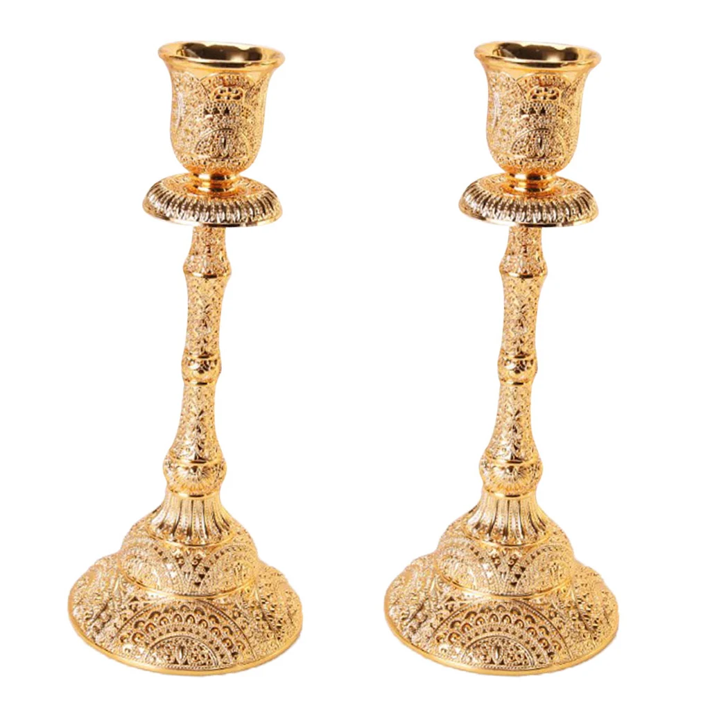 2pcs Luxurious Gold Color Candelabra Candle Holder Single Arm Gift for Weddings Home Party Spa Votive Garden | Дом и сад