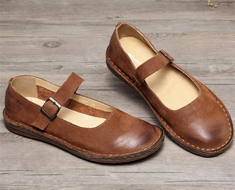 Whensinger- новая весенняя обувь с пряжкой buckle Strap Flats из натуральной кожи Модный дизайн 8567 повседневные кроссовки Женская обувь на плоской подошве