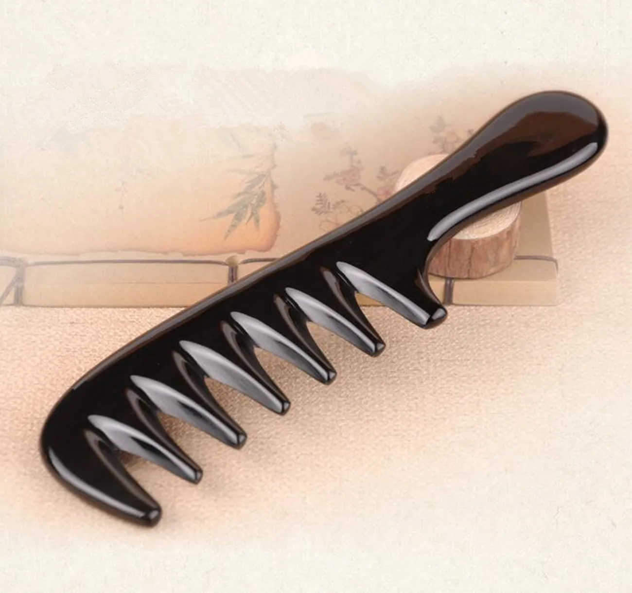 1 шт., Новое поступление, черные расчески для волос Buffalo Ox Horn, хорошее качество, антистатические расчески для волос, Стильный дизайнерский массажер для головы, инструмент для укладки