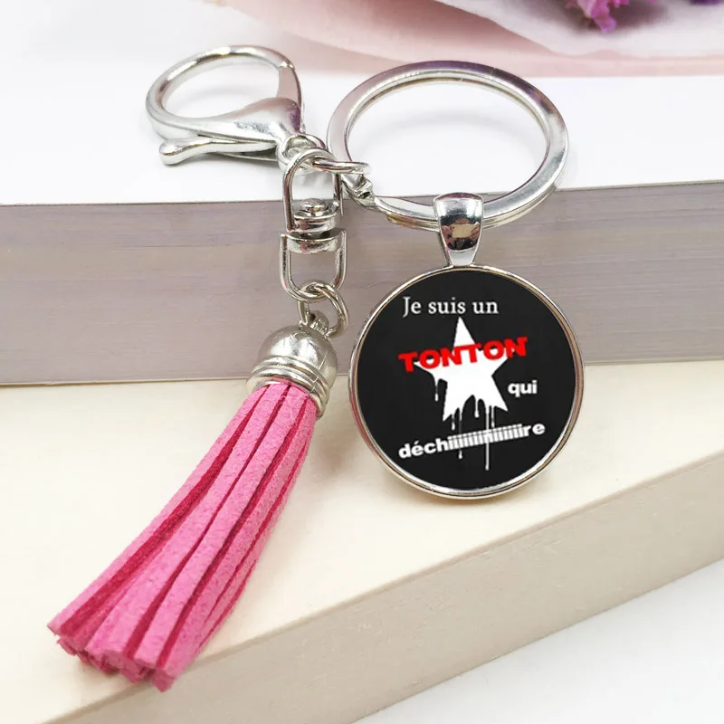 New Je Suis Une Atsem Qui Dechire keychain Pins Quote Photo Crystal Glass Jewelry pendant key ring Gifts For Men Women | Украшения и
