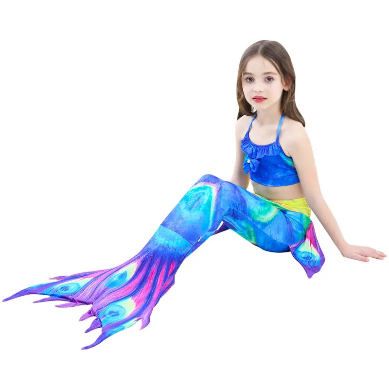 Tail Bikini04 DAYLEBABY/комплекты летней одежды для девочек Новинка года; платье для девочек костюм-бикини с хвостом русалки купальный костюм 4 предмета для От 3 до 12 лет - Цвет: Tail Bikini04