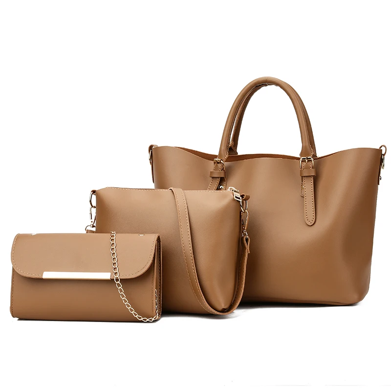 3Pcs/Sets Women Handbags Leather Shoulder Bags Female Large Capacity Casual Tote Bag Bucket Purses And Sac A Main Femme | Багаж и сумки