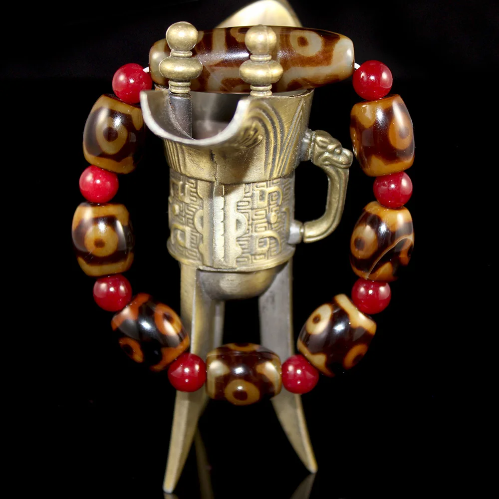 Тибетские бусины Dzi с девятью глазами и тремя из натурального камня натуральные