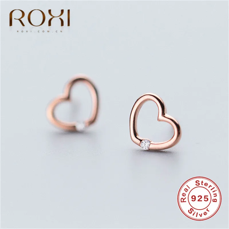 Серьги ROXI из чистого 925 пробы серебра для женщин, свадебные ювелирные изделия, модная серьга-гвоздик для пирсинга, маленькие серьги, кольцо для ушей