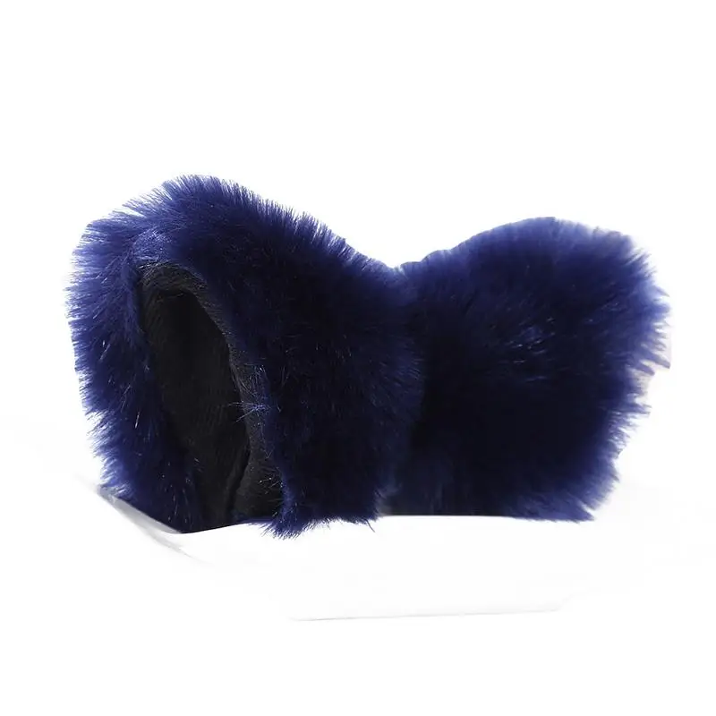 Navy Blue Милые заколки для волос с кошачьими ушками, меховые заколки для волос, однотонные вечерние заколки для волос для женщин, женские аксессуары для волос - Цвет: Navy Blue