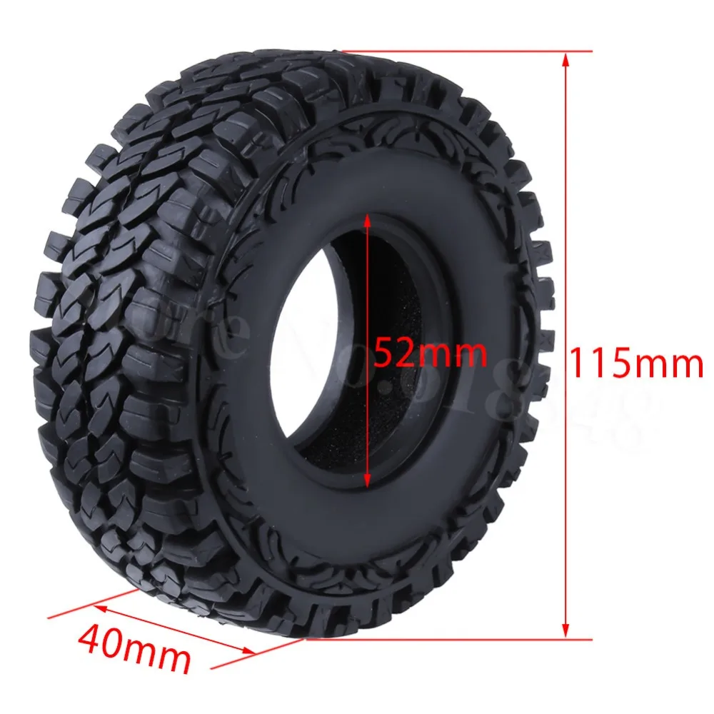 

4Pcs/lot Rubber Tyre Tire OD:115mm ID:52mm Width:40mm with Sponge for 1/10 Rock Crawler Replacement