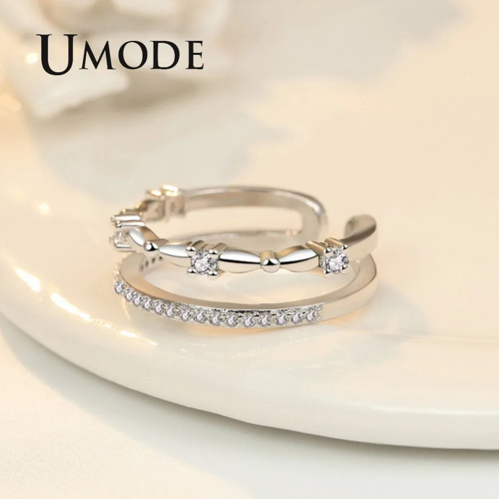 Модное циркониевое кольцо UMODE для женщин ювелирные изделия из белого золота
