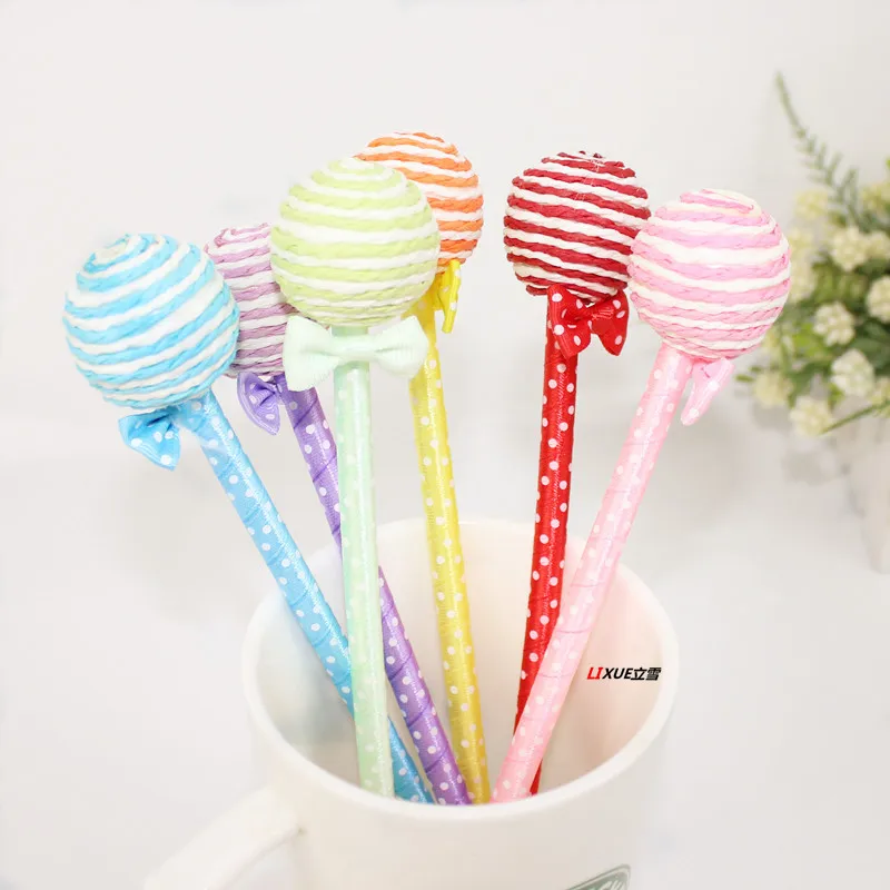 36 PCS Korean creative gift stationery Lovely ball lollipop candy pen bowknot ball-point pen students prizes